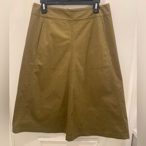 T by Alexander Wang Army Green A-Line Cotton Skirt Size 8